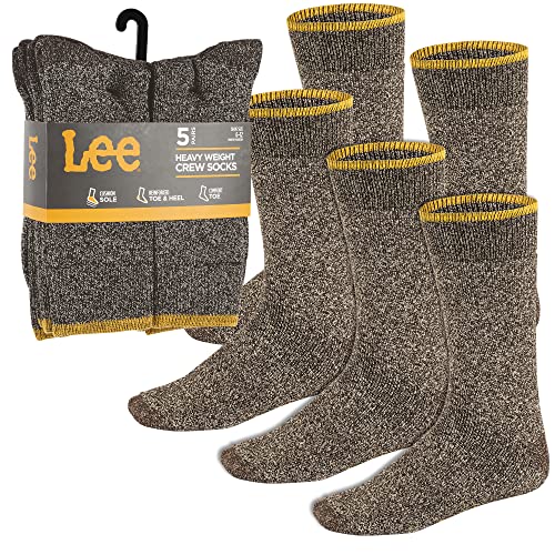 Lee Heavyweight Long Cushion Boot Socks for Men - Durable Work Crew Socks Size 6-12 - Perfect for Hiking, Construction & Winter Boots