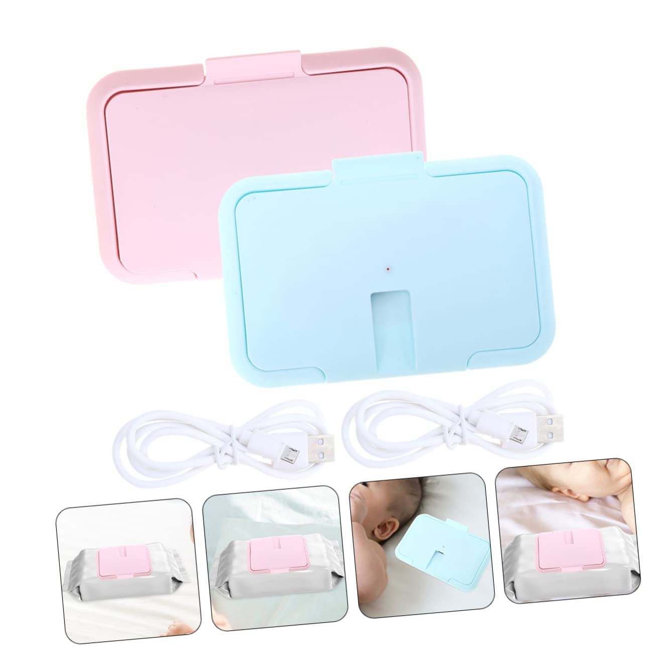 UPKOCH 2 Pack USB Baby Wipe Warmer - Portable Thermostatic Wipe Heater for Home & Travel | Perfect for Diaper Changes, Nursery Care & On-the-Go Parenting