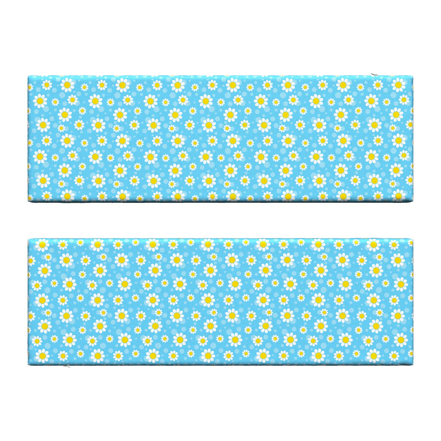 Ambesonne 2-Piece Yellow and Blue Bench Cushion Set - Cartoon Chamomile Flowers & Dots Design - 45