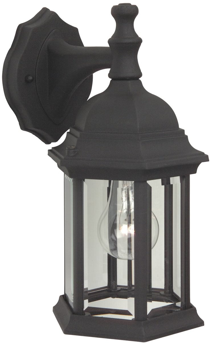 12H Hex Style 1 Light Outdoor Wall Sconce - Matte Black Finish - Weatherproof Exterior Lighting for Porch, Patio, Garage & Garden