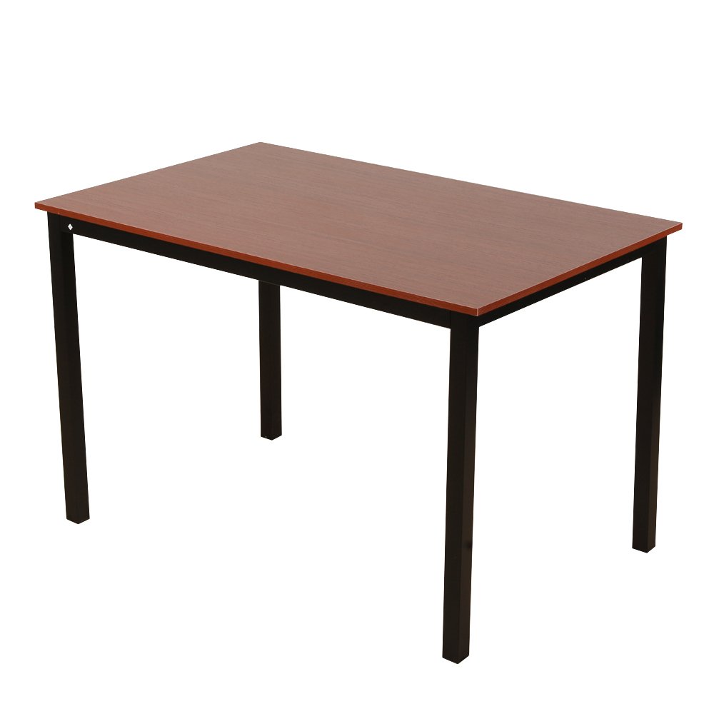 Modern Minimalist Iron Frame Dining Table - Teak Finish for Kitchen, Dining Room & Small Space Decor | Sturdy & Stylish Home Furniture