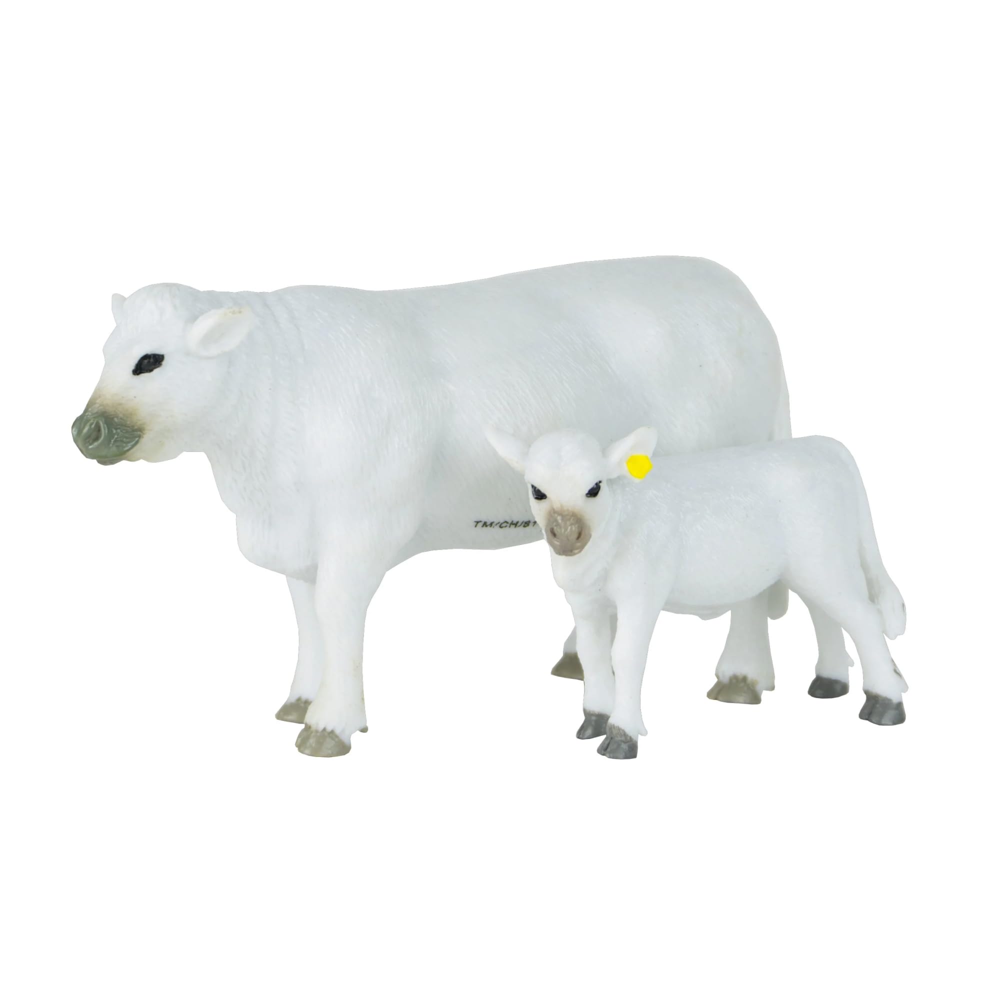 Big Country Toys Charolais Cow & Calf - 1:20 Scale Farm Animal Figures - Hand-Painted Collectible Farm Toys for Kids & Adults - Perfect for Farm Dioramas, Educational Play & Toy Collections