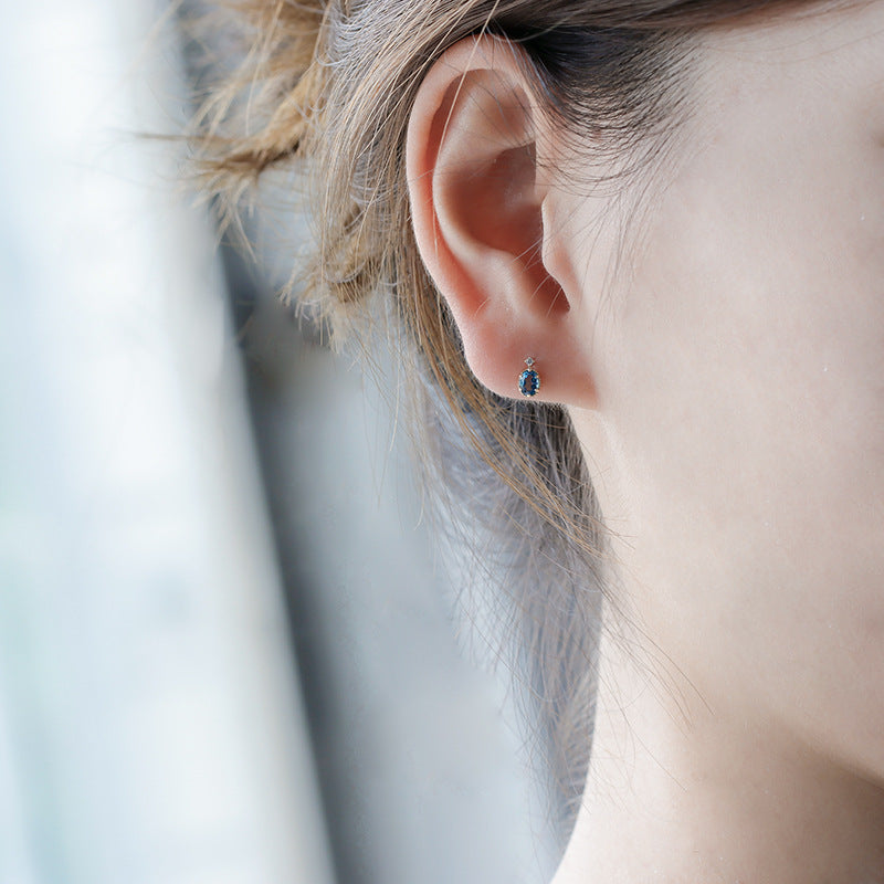 London Blue Topaz Star Gemstone Stud Earrings - 925 Sterling Silver Dainty Earrings for Women | Perfect for Bridal, Anniversary & Everyday Jewelry Gifts | KE166
