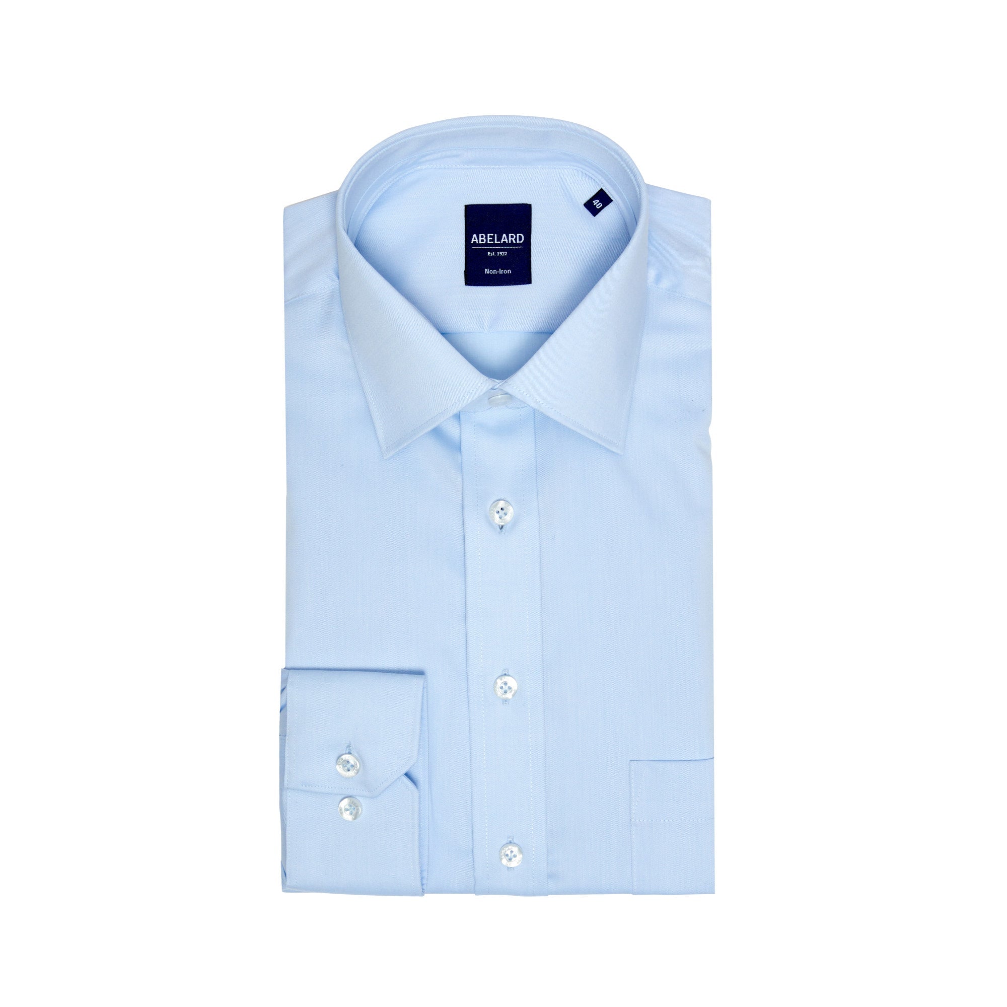 ABELARD Super Non Iron Cotton Twill Shirt for Men - Wrinkle Free Sky Blue Casual Business Dress Shirt - Perfect for Office, Travel & Formal Occasions