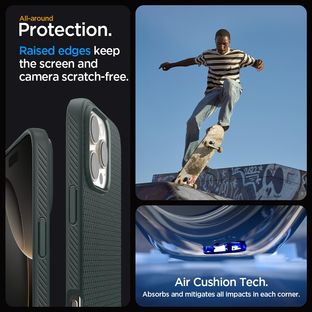 Spigen Liquid Air Armor Case for iPhone 16 Pro - Slim Protective Cover with Military-Grade Drop Protection in Abyss Green | Perfect for Everyday Use, Travel & Outdoor Activities