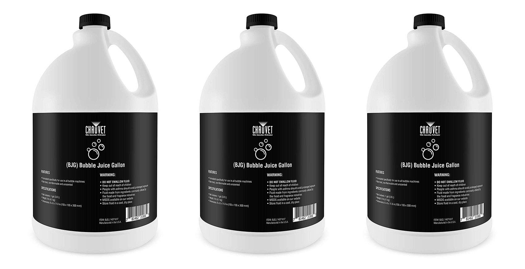 Chauvet DJ BJG 1 Gallon Bubble Fluid Juice for Hurricane Bubble Haze & Bubble Machines - Perfect for DJ Shows, Parties, and Stage Performances