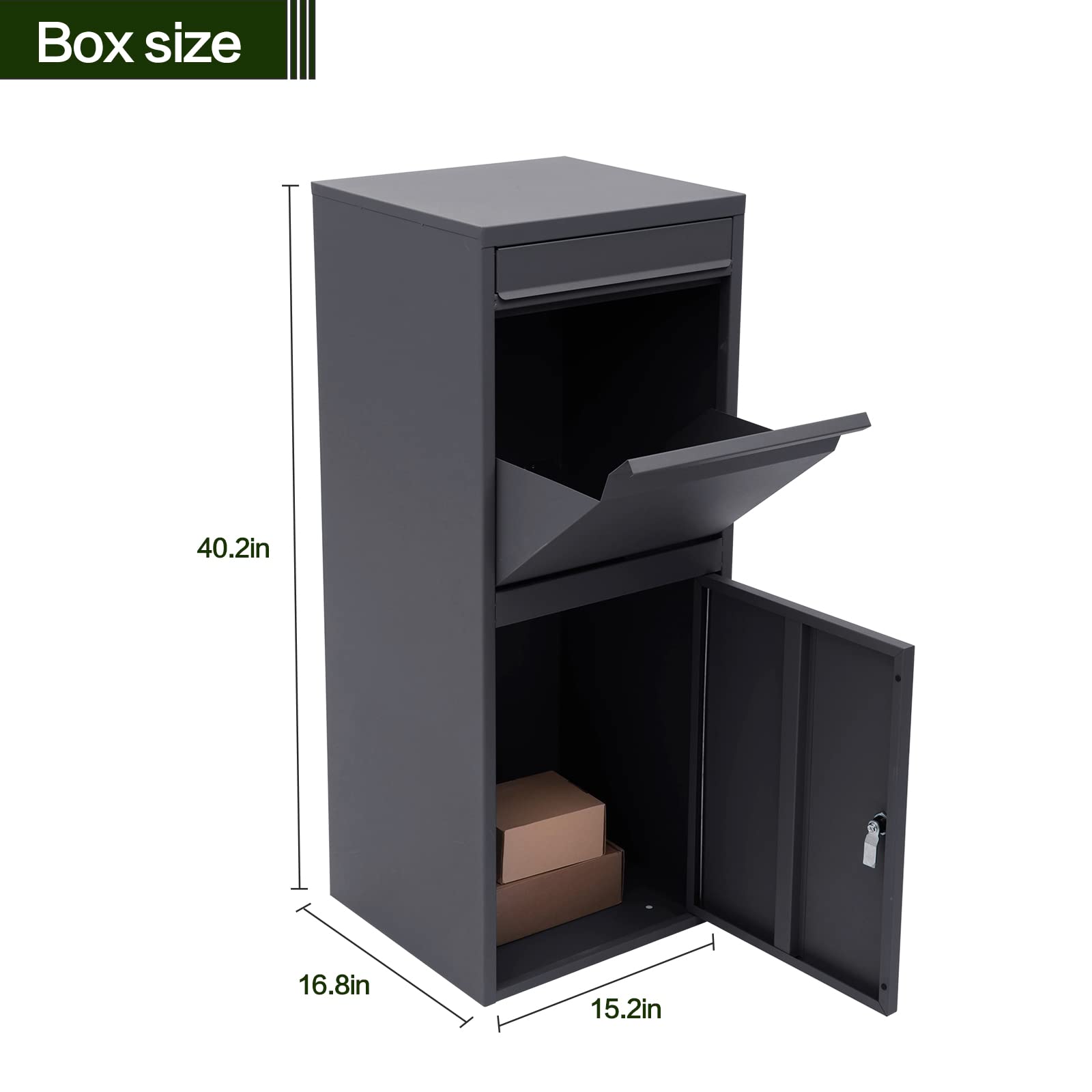 Extra Large Waterproof Outdoor Storage Box for Packages - Secure Locking Drop Box 16.73