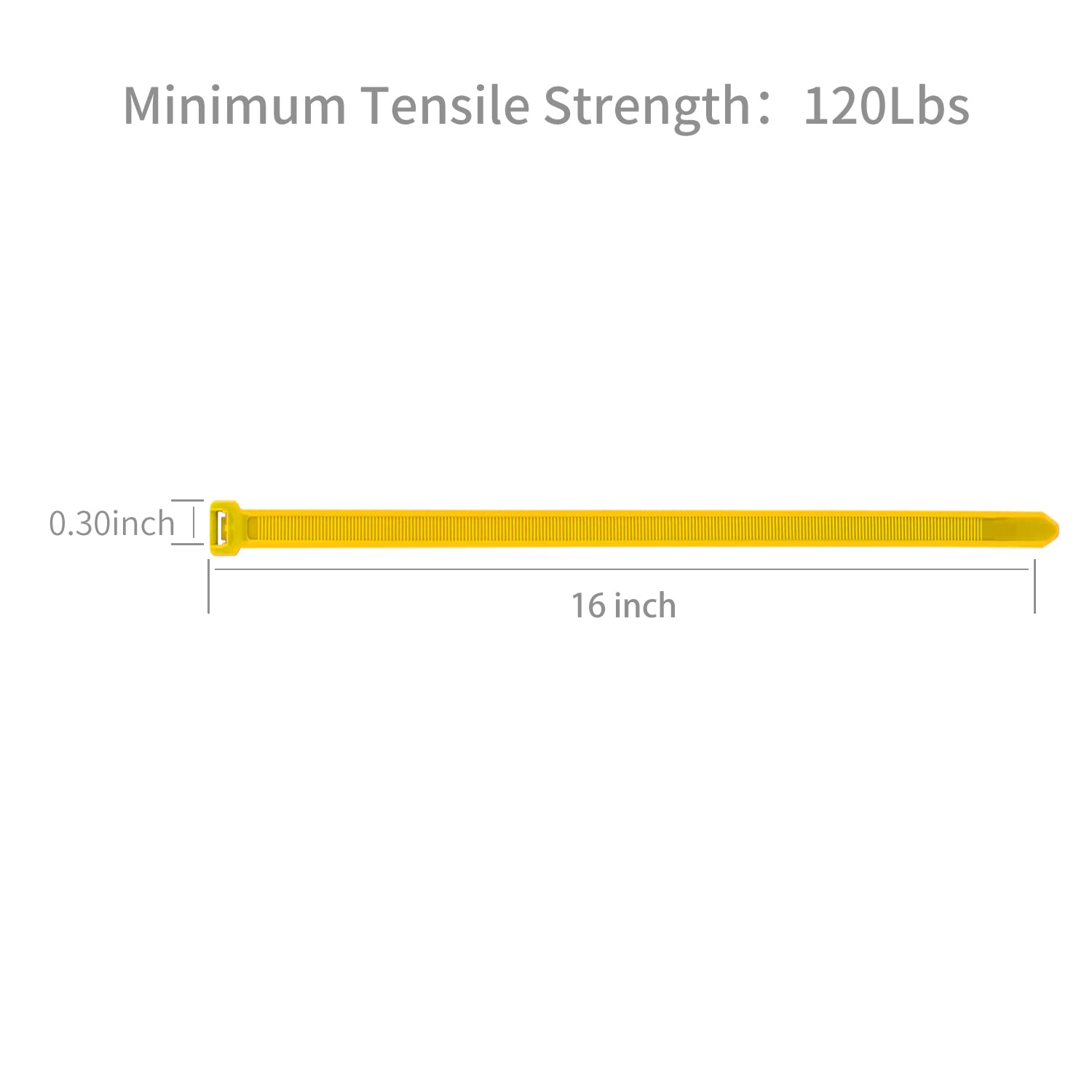 XINGO 16-Inch Heavy Duty Cable Zip Ties (50 Pack) - 120 lbs Tensile Strength, Self-Locking Plastic Wire Ties for Indoor & Outdoor Use - Yellow | Ideal for Organizing Cables, Securing Plants, and DIY Projects