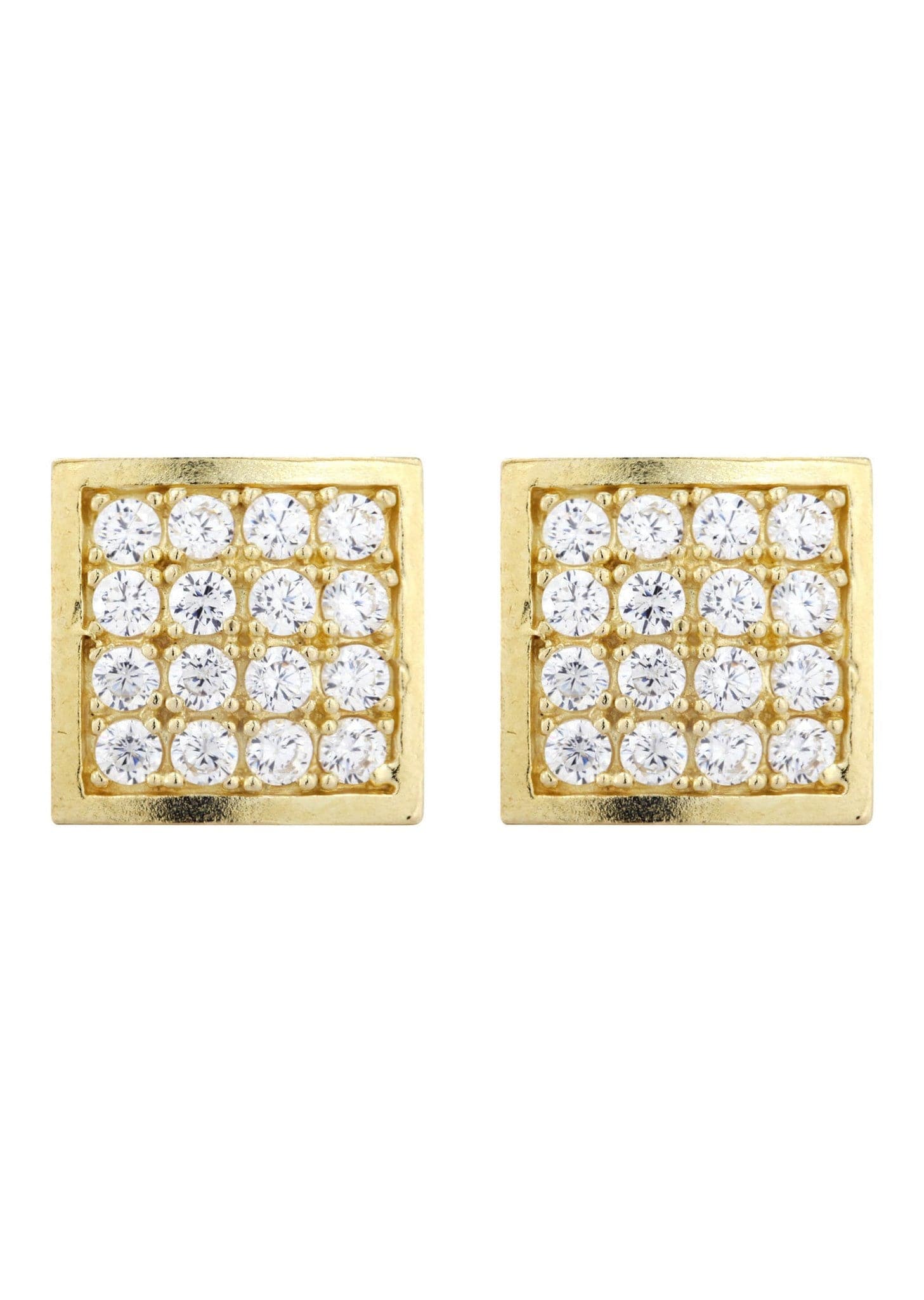 CZ 10K Yellow Gold Stud Earrings | 0.4 Inch Diamond Simulant Studs for Women | Perfect for Everyday Wear, Gift Giving & Special Occasions