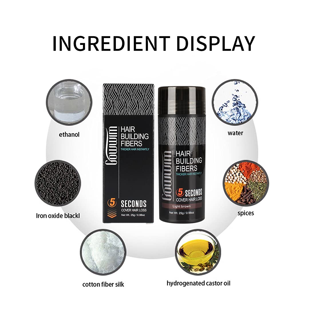 Gowwim Hair Building Fibers Powder for Thinning Hair & Baldness - Medium Brown | Natural-Looking Hair Thickener for Men & Women | Perfect for Daily Use, Special Occasions & Confidence Boosting