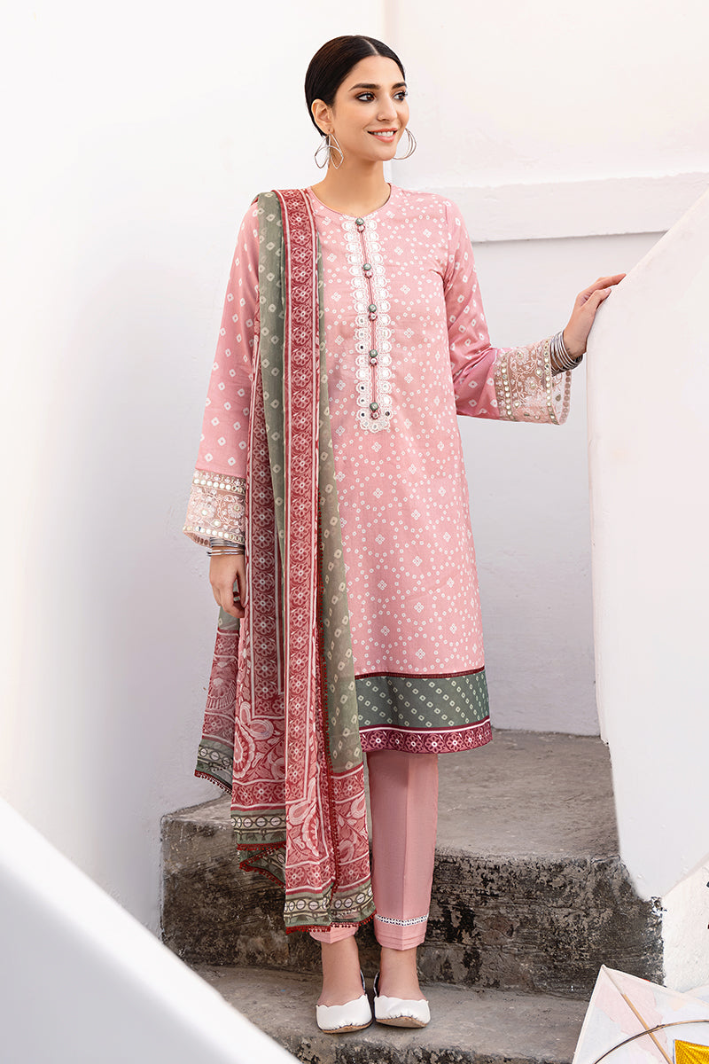 LUSH PINK 3PC DIGITAL PRINTED LAWN SUIT - Stylish Pakistani Women's Formal Outfit for Weddings, Parties & Special Occasions