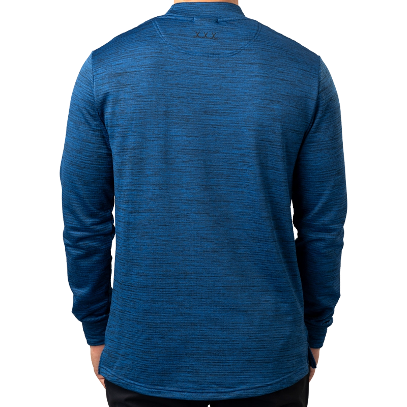 Bauer FLC Mock Neck Long Sleeve Tee for Men - Comfortable Performance Shirt for Hockey & Casual Wear - Senior Size Blue