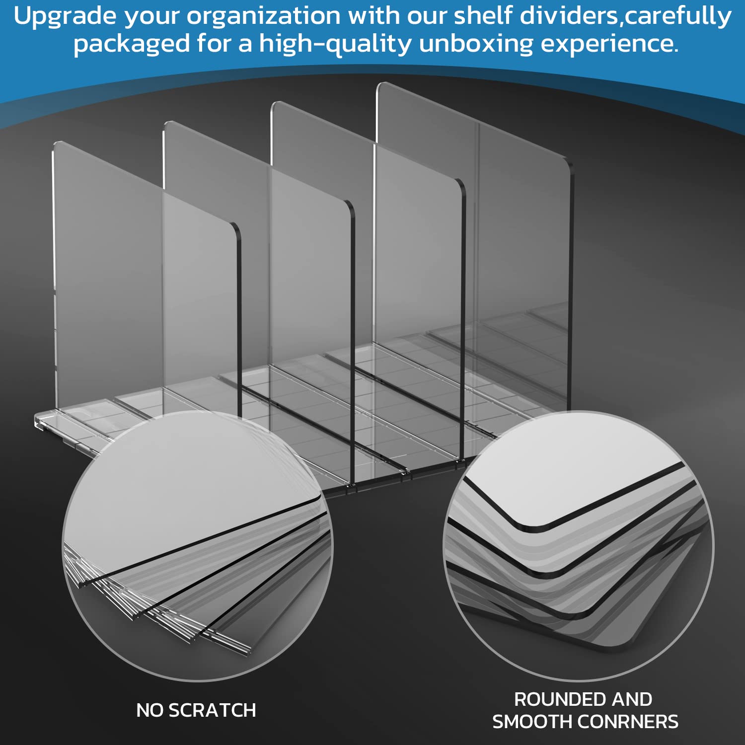 Adjustable Acrylic Shelf Divider for Closet Organizer - Clear Purse & Handbag Organizer for Bedroom & Bookshelf - Perfect for Closet, Wardrobe, and Storage Organization