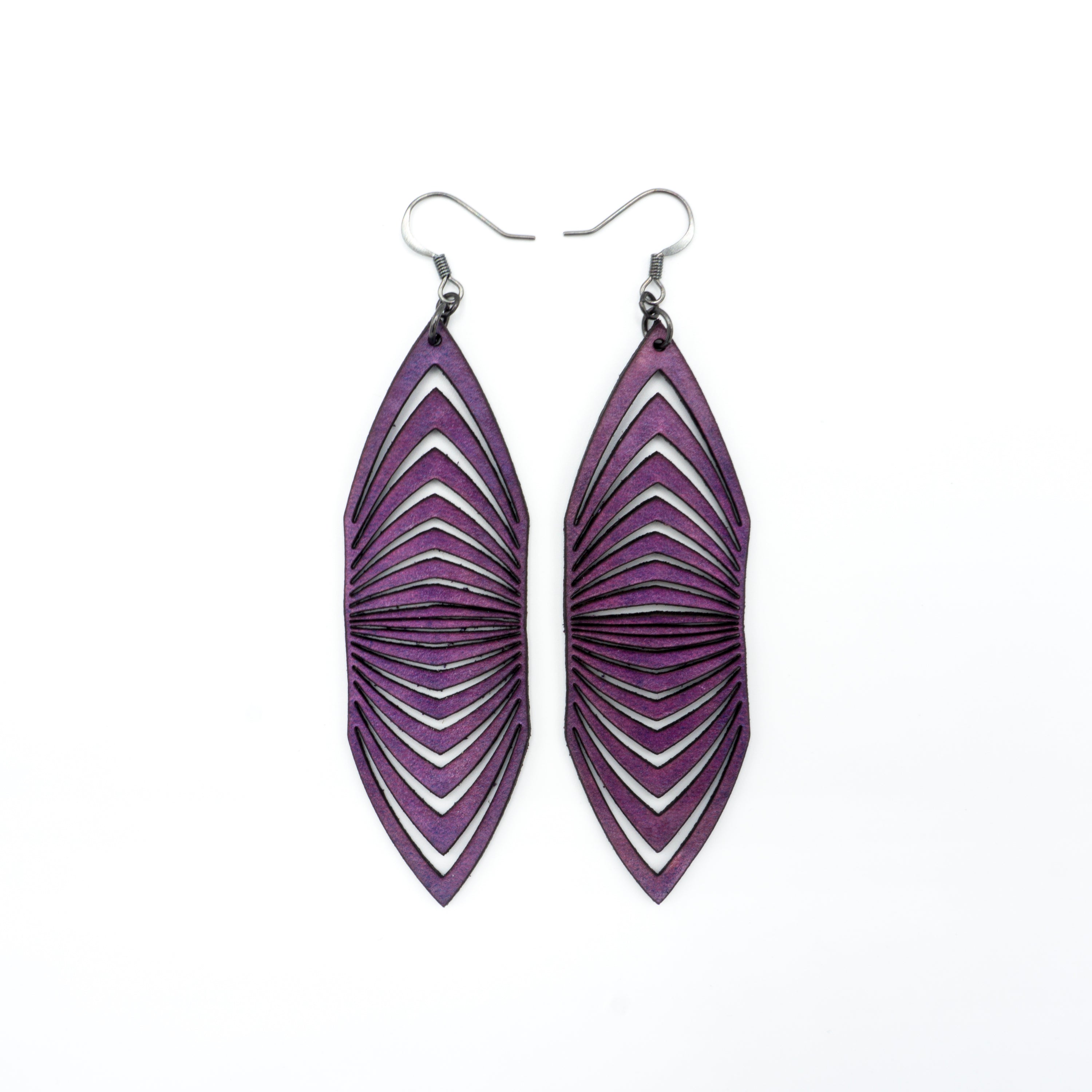 Terrabyte 17 Light Purple Leather Earrings for Women | Boho Chic Handmade Dangle Drop Earrings | Perfect for Casual Wear, Parties & Special Occasions