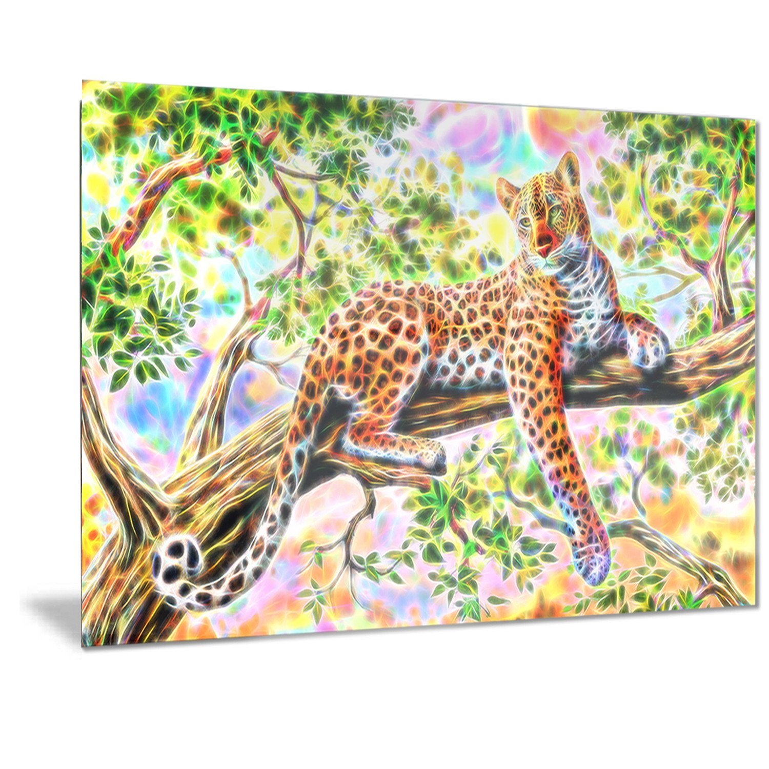 Designart Watchful Cheetah Metal Wall Art - 40x30 Inches, Modern Animal Decor for Living Room, Bedroom & Office - 30'' H x 40'' W x 1'' D - MT2428
