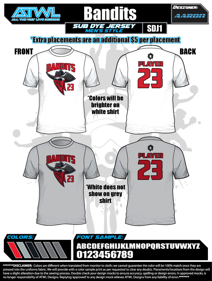 Bandits 11U Men's Sublimated Baseball Jersey - Youth Performance Jersey for Baseball Games & Team Uniforms