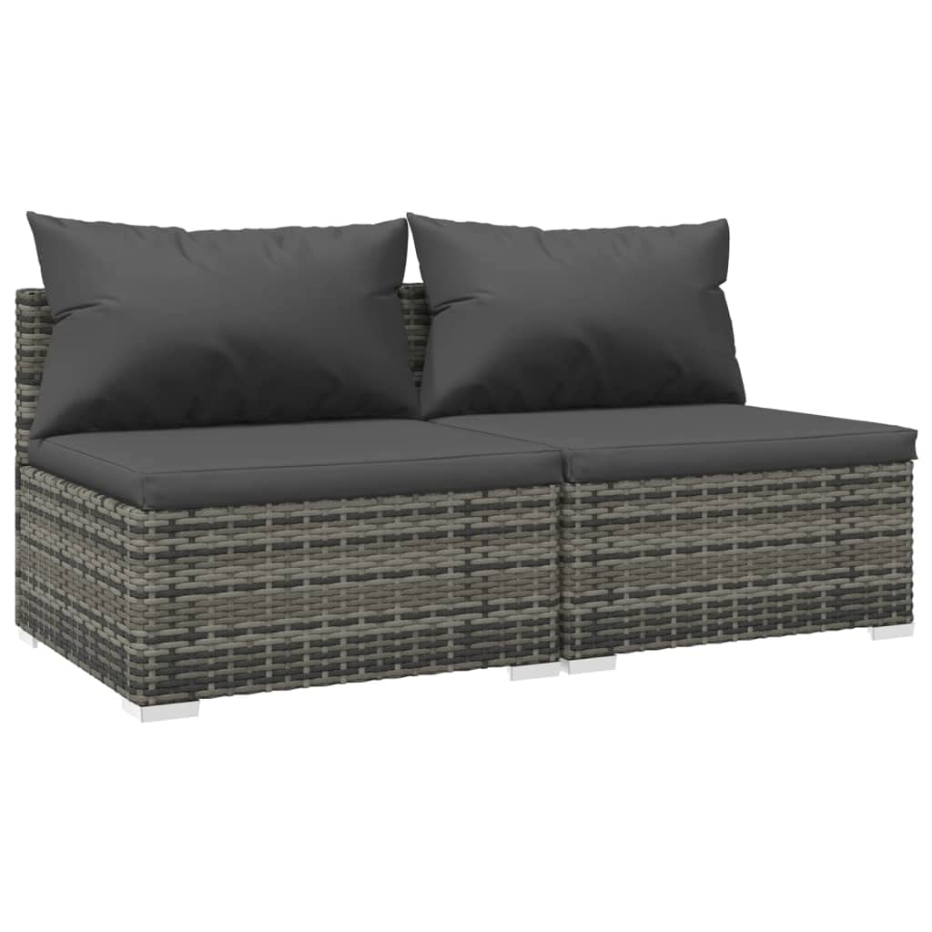 vidaXL 2-Piece Patio Furniture Set with Cushions - Modular Outdoor Lounge Sofa Set - Weather-Resistant Poly Rattan & Durable Steel Frame - Gray & Anthracite - Perfect for Backyard, Garden, Poolside & Patio Relaxation