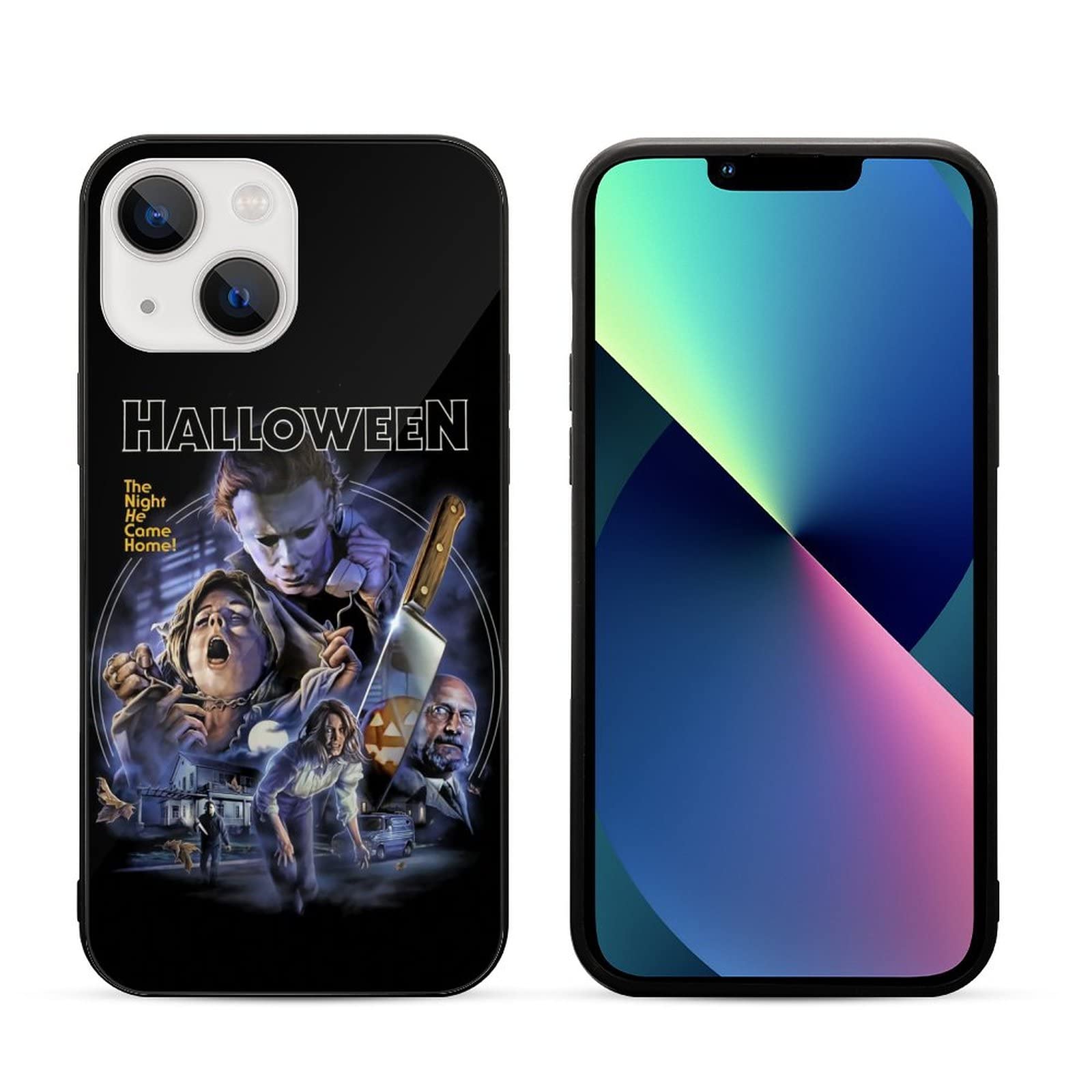 Halloween Michael Myers iPhone 13 Case - Shatterproof Glass Back Cover with HD Print - Perfect for Trick or Treating, Cosplay & Horror Movie Fans
