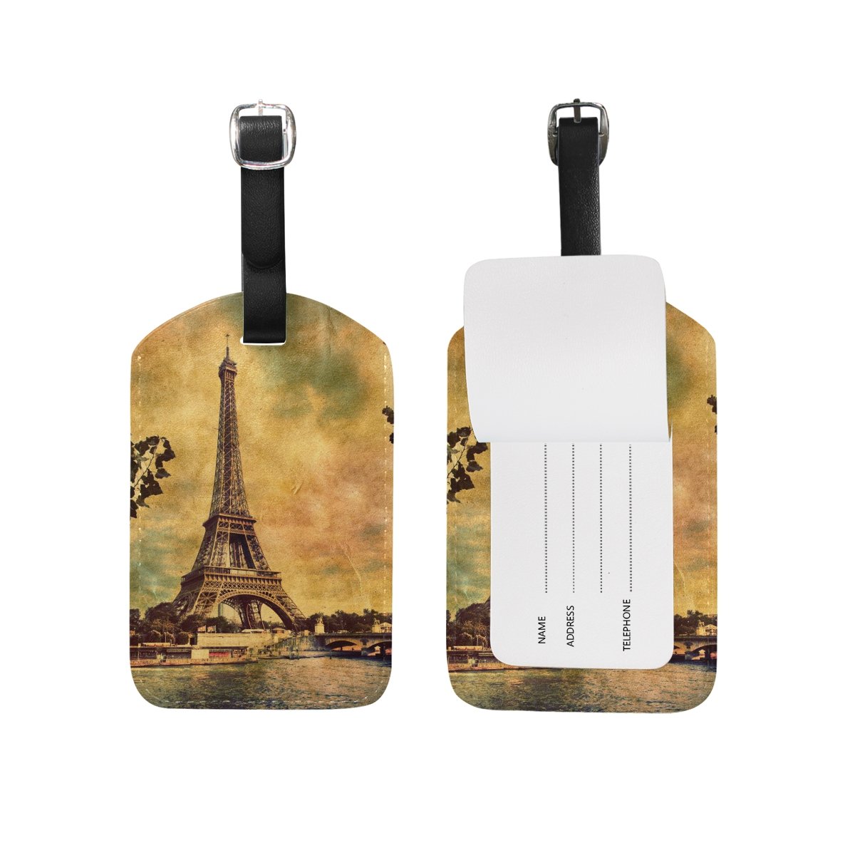 JSTEL Eiffel Tower Luggage Tags - Travel ID Labels for Suitcases & Privacy Cover - Perfect for Vacation & Business Trips
