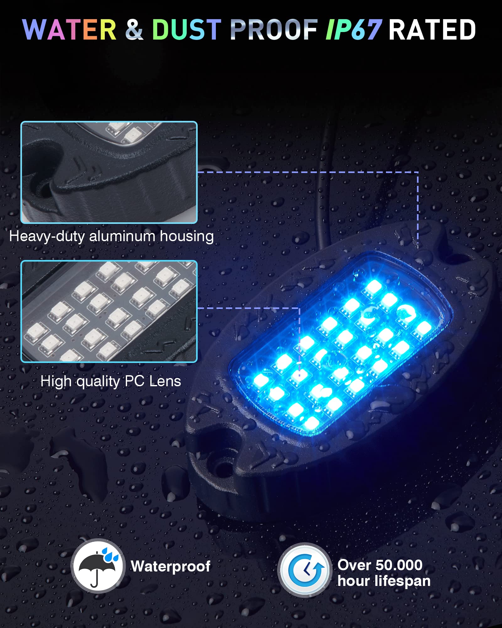 **OTOMO 12-Piece Aluminum Car LED Underglow Rock Lights Kit with APP & IR/RF Control, Music Sync, Waterproof 12V Neon Atmosphere Lighting for Off-Road, Campers, RVs – Perfect for Night Rides, Car Shows & Outdoor Adventures**