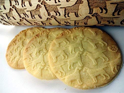 Engraved Labrador Dog Pattern Rolling Pin for Embossed Cookies - Perfect Baking Gift for Dog Lovers & Home Bakers (Ideal for Holidays, DIY Cookies, and Special Occasions)