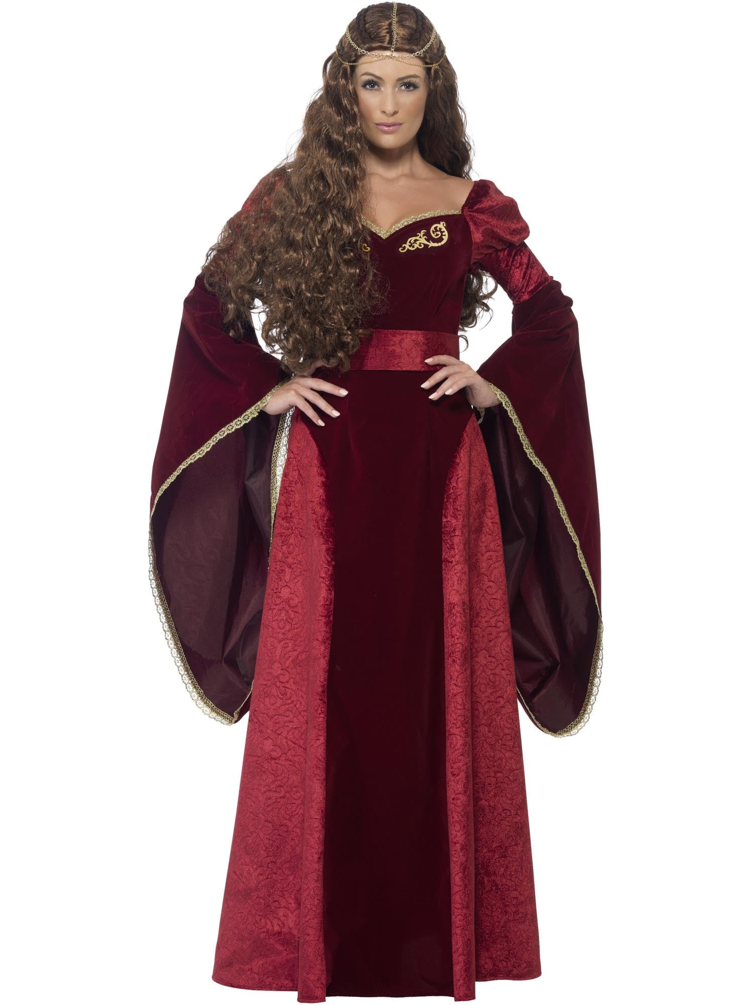 Smiffy's Women's Medieval Queen Deluxe Costume - Elegant Renaissance Dress for Halloween, Cosplay & Themed Parties | Plus Size Options Available