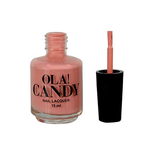 Ola Candy Persimmon Nail Polish - Non-Toxic, Eco-Friendly & Fast Drying Nail Color for Women, Teens & Kids - 15ml Peach with Top Coat - Professional Salon Quality Manicure Kit - Perfect for Daily Wear, Parties & Special Occasions