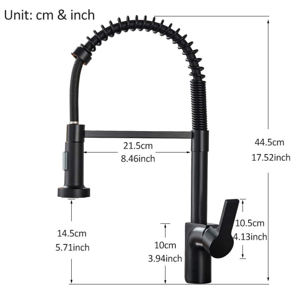 Matte Black Pull Out Spring Kitchen Faucet - Single Handle Mixer Tap with 360° Rotation for Hot & Cold Water - Perfect for Modern Kitchens, Dishwashing & Food Prep