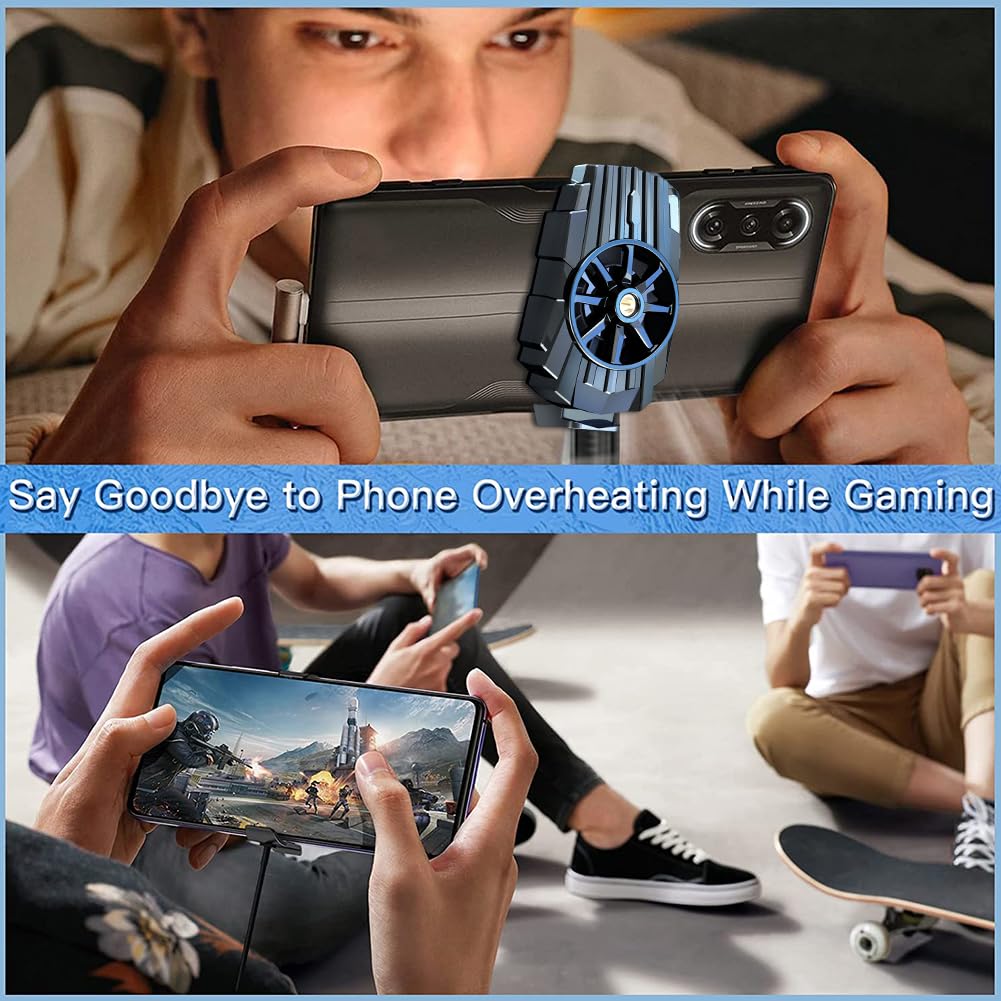 2 PCS Universal Phone Cooler for Gaming - Portable Smartphone Cooling Fan with Radiator, Prevent Overheating for iPhone, Android | Perfect for Gaming, Streaming & Long Usage