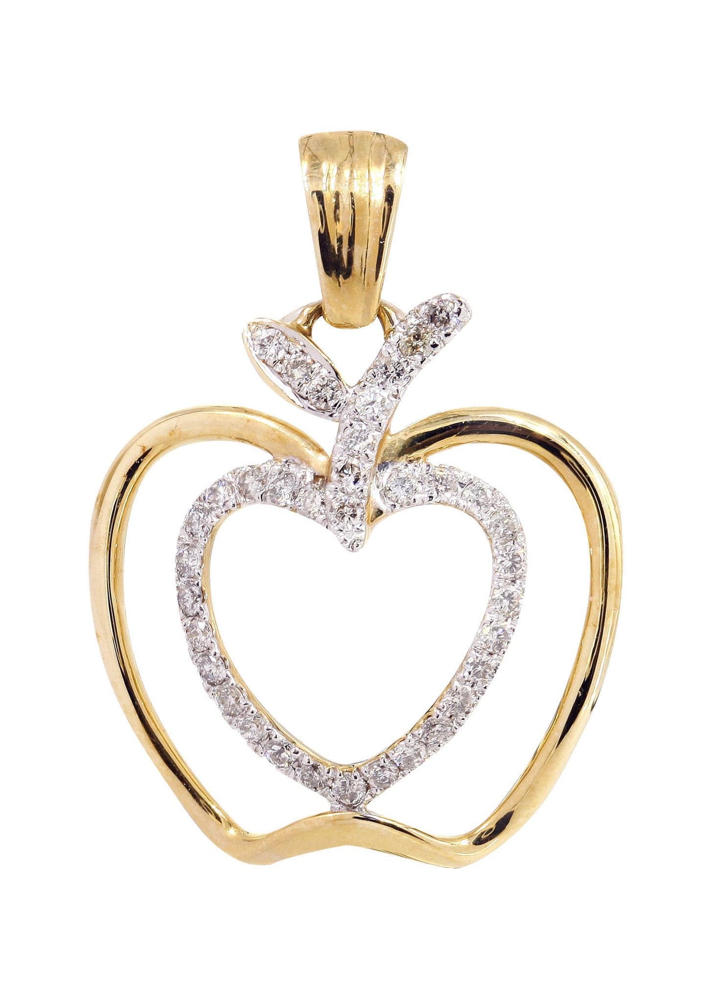 0.38 Carat Diamond Apple Pendant Necklace - 2.04 Grams 14K Gold Charm Jewelry for Women - Perfect Gift for Birthday, Anniversary & Graduation