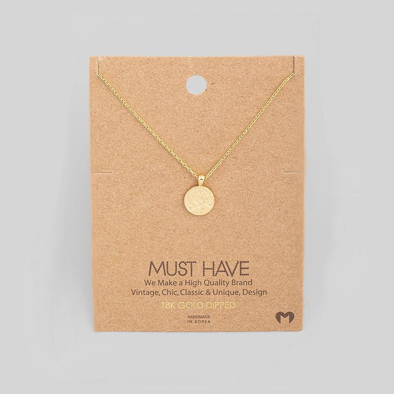 Night Sky Coin Pendant Necklace in Gold - Perfect for Evening Parties & Romantic Gifts