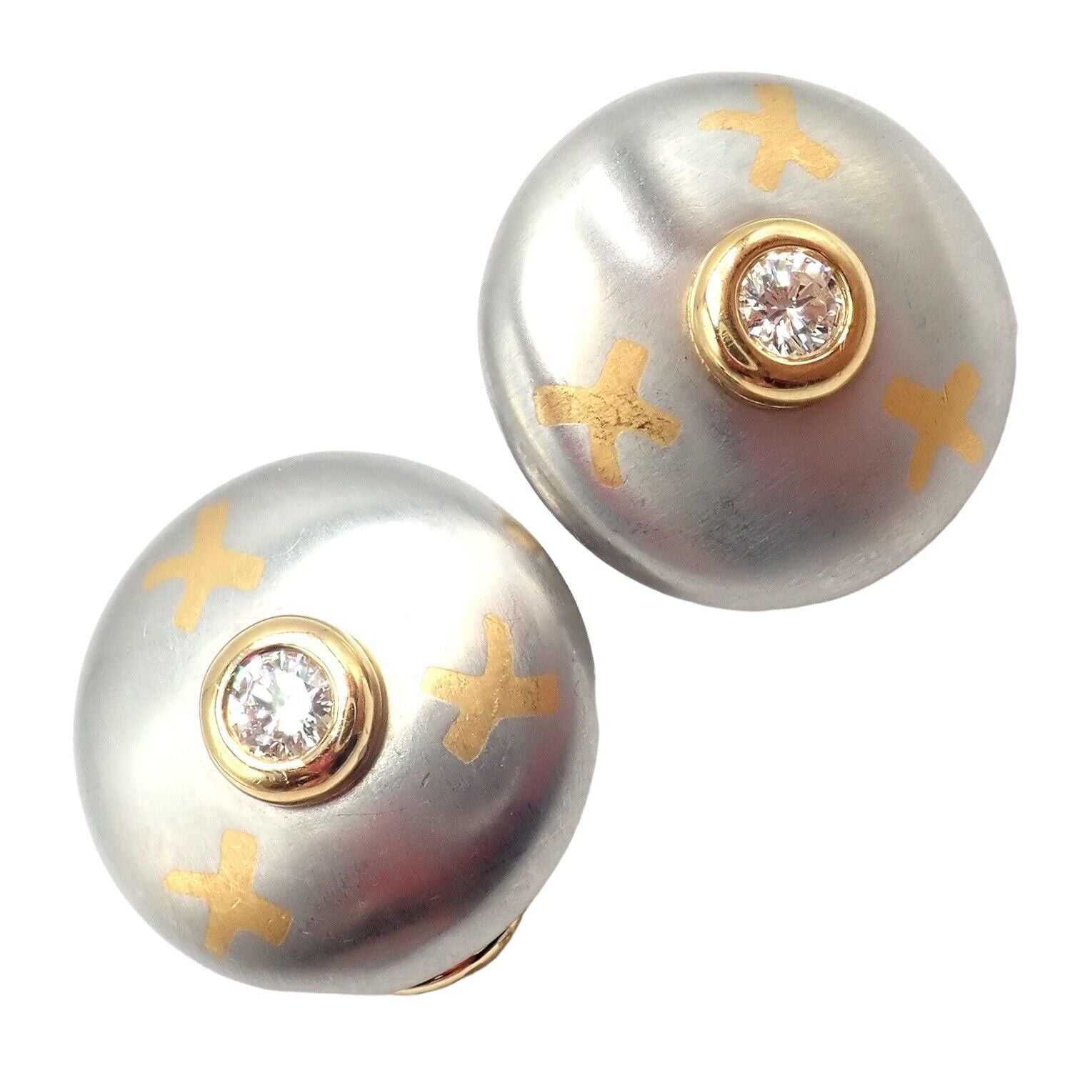 Authentic Tiffany & Co Platinum & 18k Yellow Gold Picasso Diamond X Earrings - Luxury Jewelry for Weddings, Anniversaries & Special Occasions