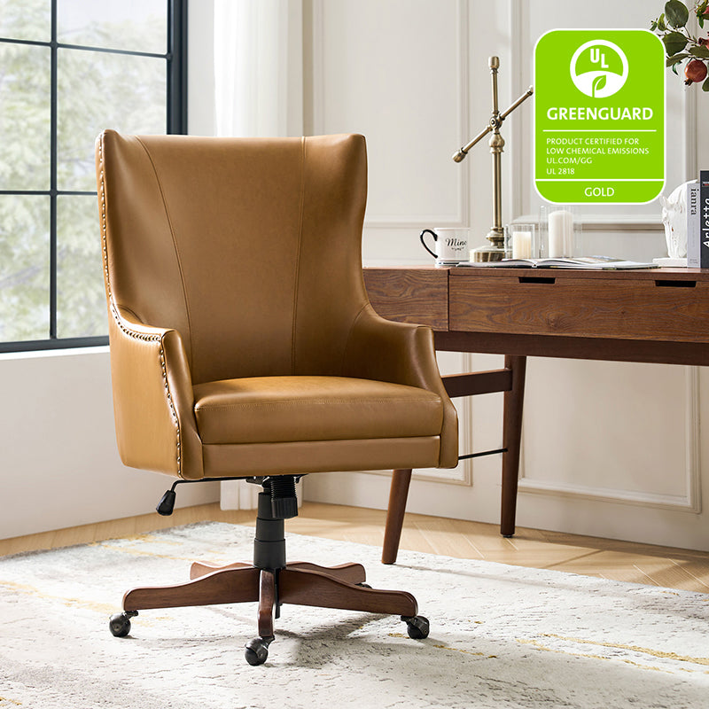 Caesar Classic Modern Office Chair with Elegant Copper Nailheads - Ergonomic Executive Desk Chair for Home & Office Workspace - Perfect for Professionals, Gamers and Remote Workers
