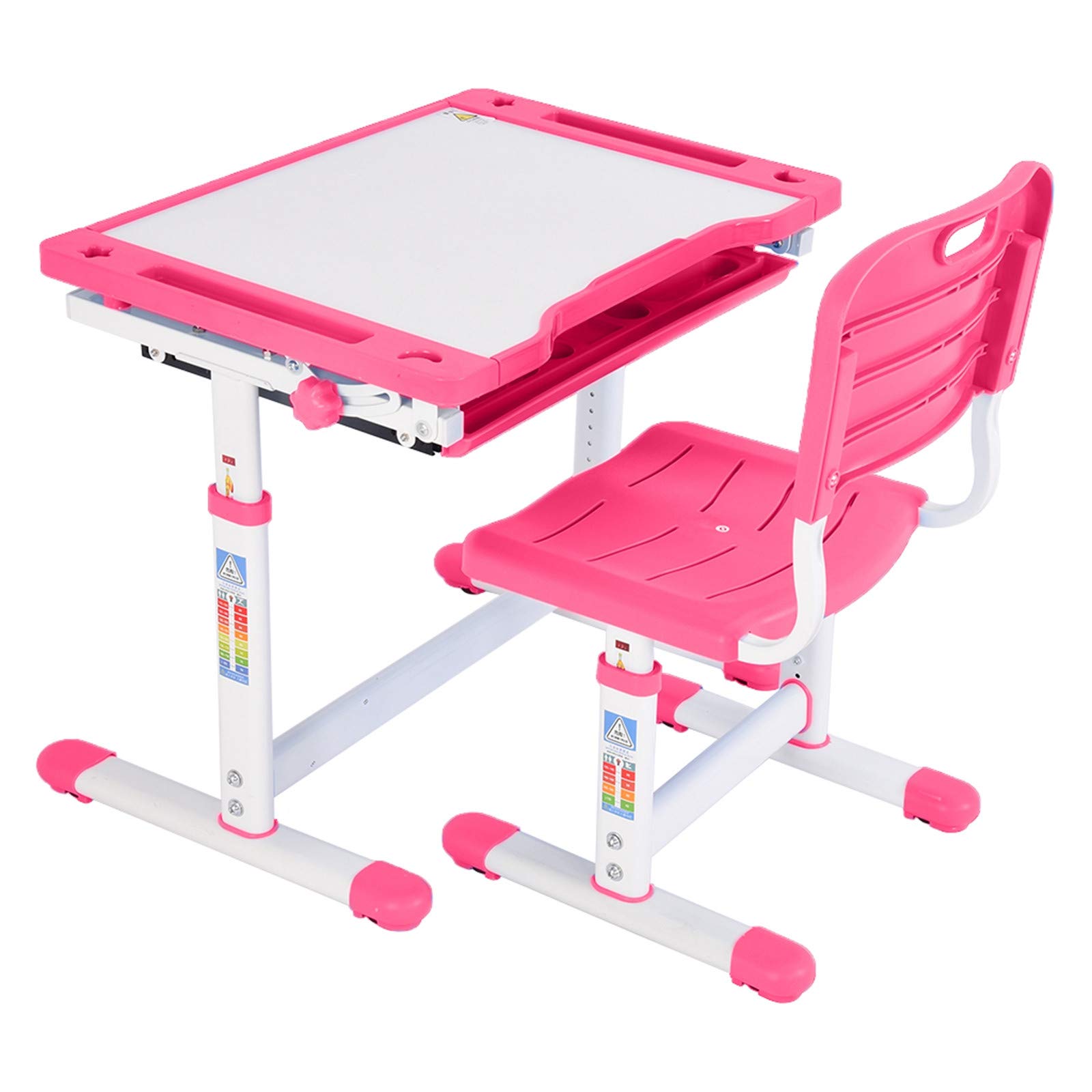 Adjustable Kids Desk and Chair Set - Ergonomic Study Desk with Tiltable Desktop & Storage Drawer for Children (Blue) - Perfect for Homeschooling, Online Learning & Homework Station