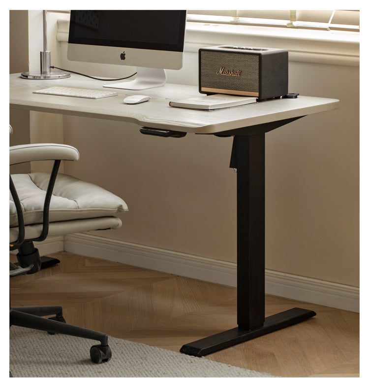 Premium Oak Solid Wood Electric Standing Desk - Adjustable Height Ergonomic Workstation for Home & Office - Perfect for Remote Work, Gaming & Study