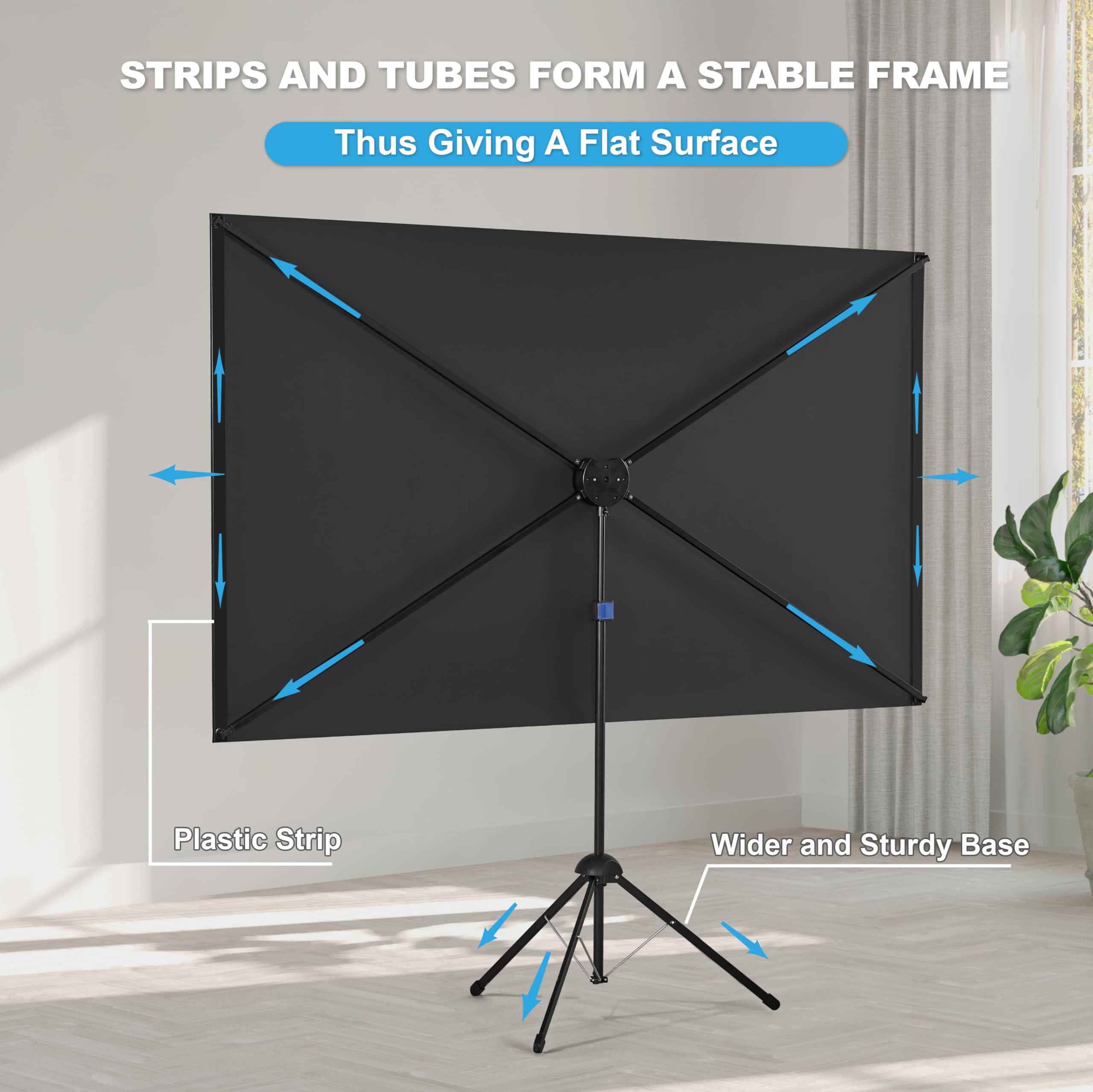 120 Inch Portable Projector Screen with Stand - 16:9 HD Outdoor Movie Screen, 1.2 Gain & 160° Viewing Angle - Quick Setup for Home Theater, Backyard Parties, Camping & Outdoor Movie Nights