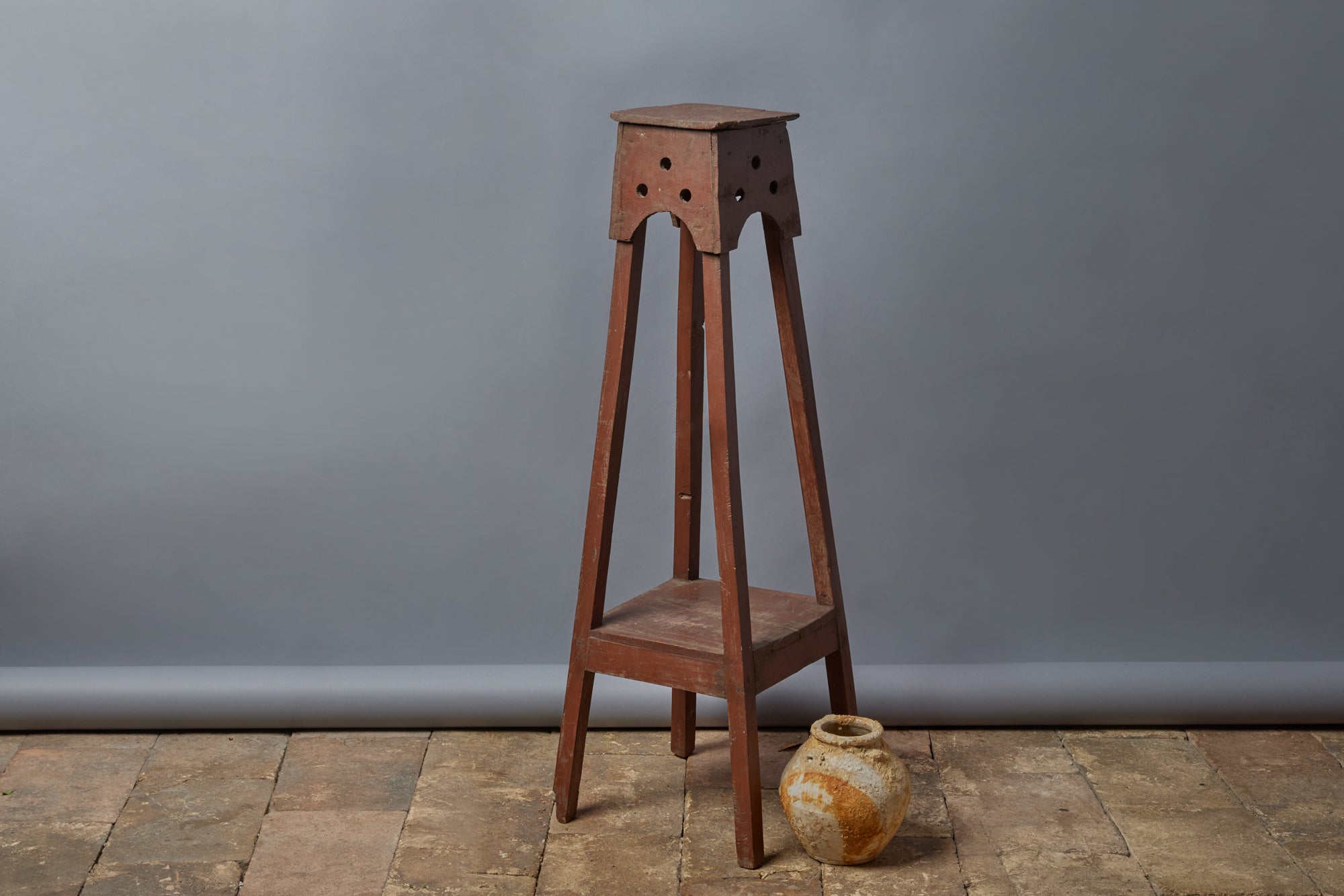 Decorative Plant Stand with Unique Drill Hole Design - Perfect for Indoor & Outdoor Home Decor, Living Room, Garden, and Patio