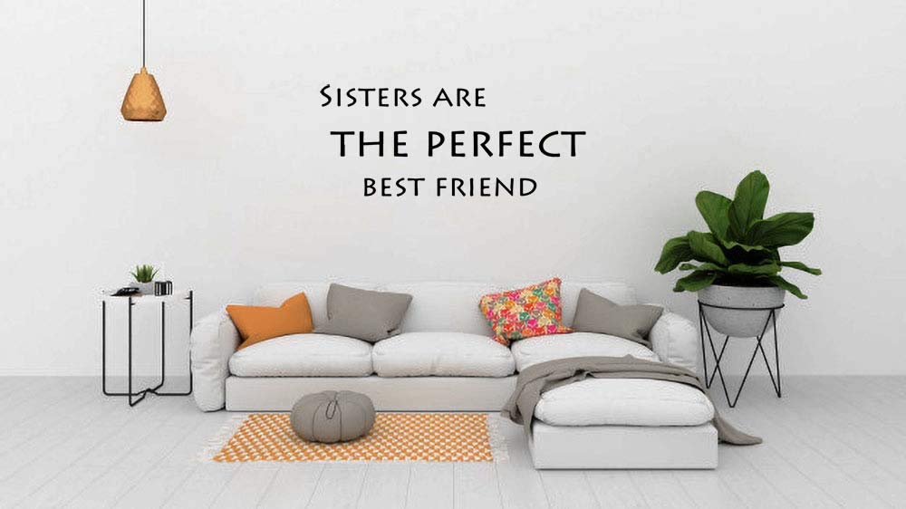 Omega Products Sisters Best Friends Vinyl Decal Sticker - Large Mint Green Quote Wall Art for Bedroom, Laptop, Car, Gift