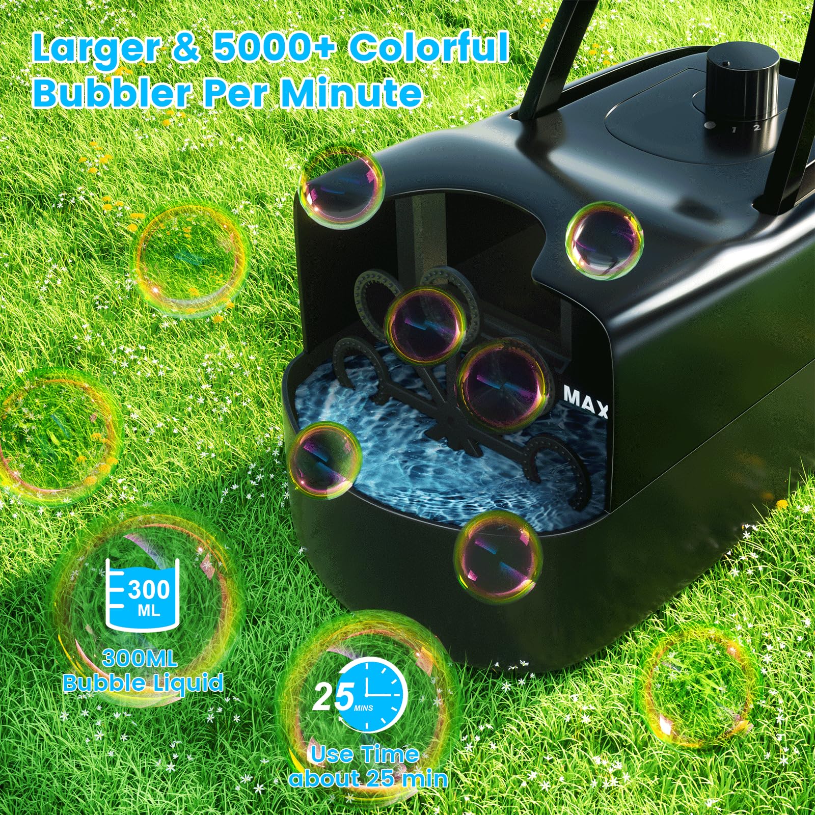 Best Bubble Machine for Kids - Automatic Electric Bubble Blower Maker with 500+ Bubbles Per Minute - Portable Party Decorations for Weddings, Birthdays & Outdoor Events - Fun Summer Toy for Backyard, Park & Pool Parties
