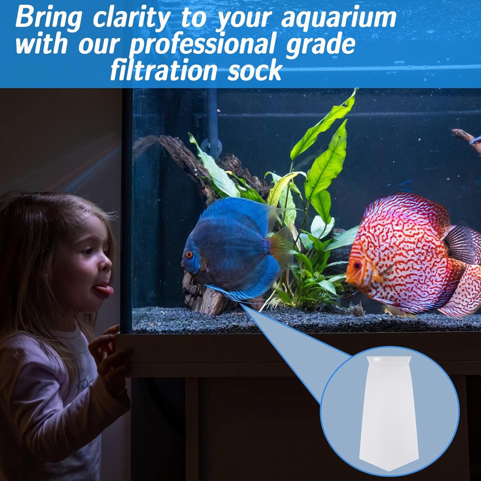 Tranqun 4-Pack 200μm Aquarium Filter Socks 7x4.5