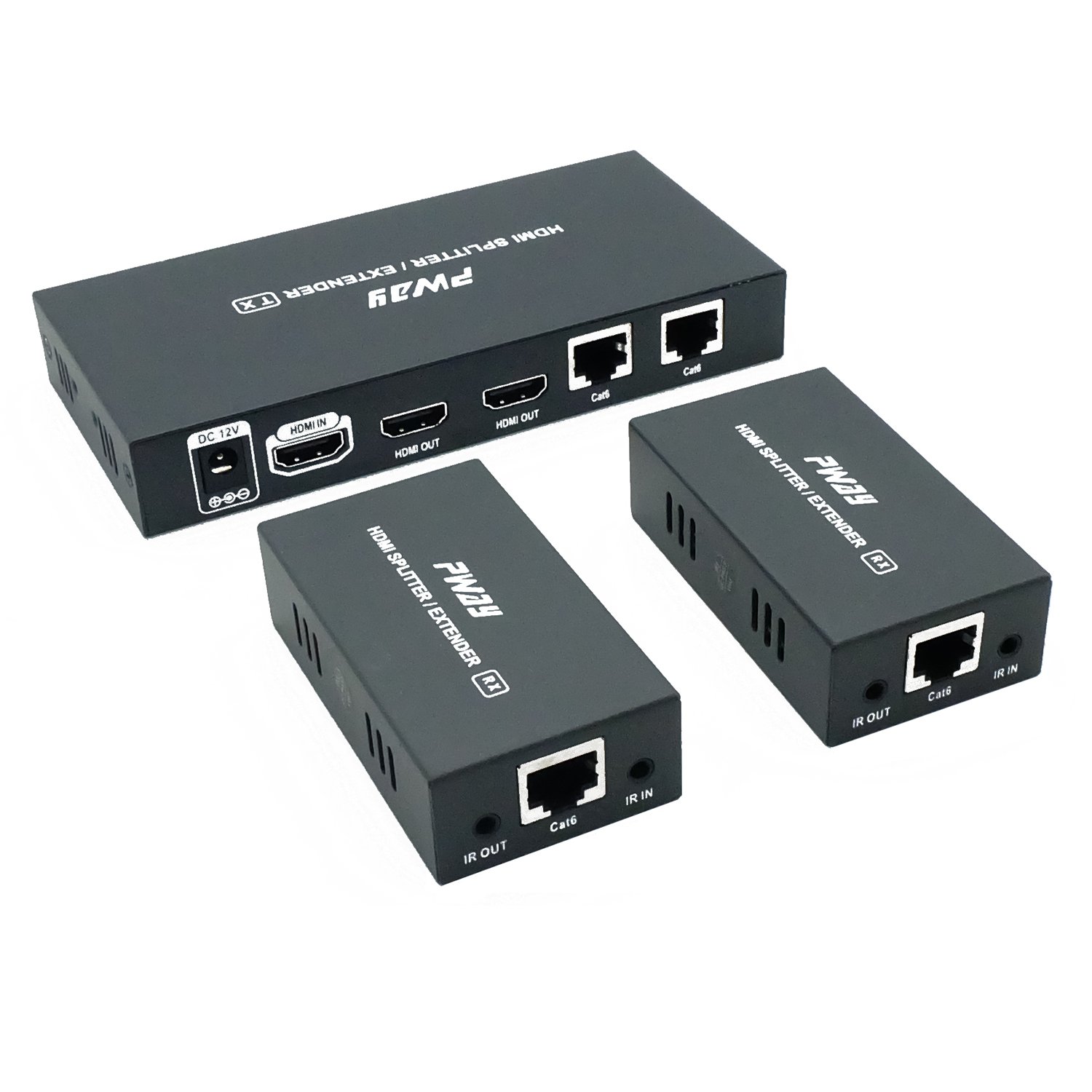 Premium 1x2 HDMI Splitter Extender Over Cat5e/Cat6 Cable - 1080P Full HD, IR Remote Control, Zero Delay up to 60m (196ft) - Perfect for Home Theater, Gaming & Conference Room Setup