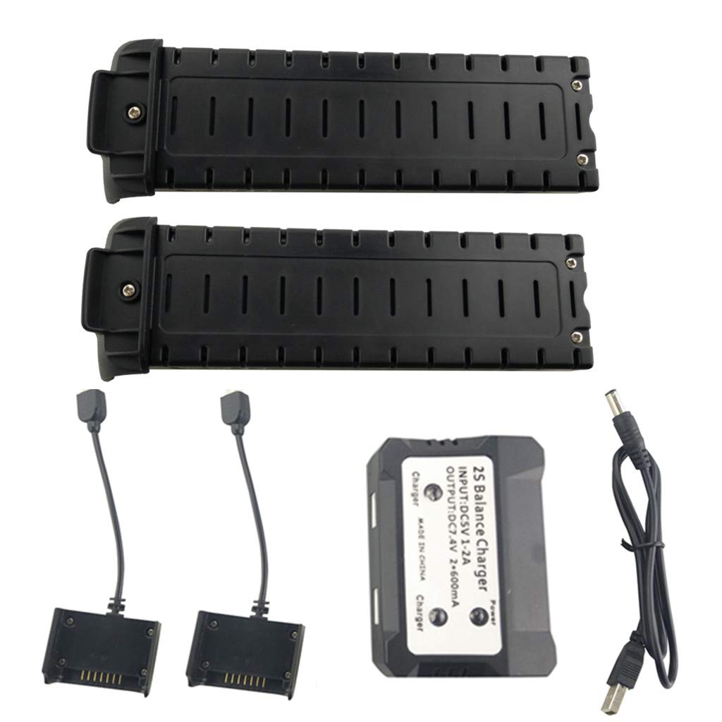 Fytoo 2PCS 7.4V 2800mAh LiPo Battery with 2-in-1 Charger & Charging Case for HS700 HS700D Brushless Quadcopter Drone - Perfect for Aerial Photography and Outdoor Flying Adventures
