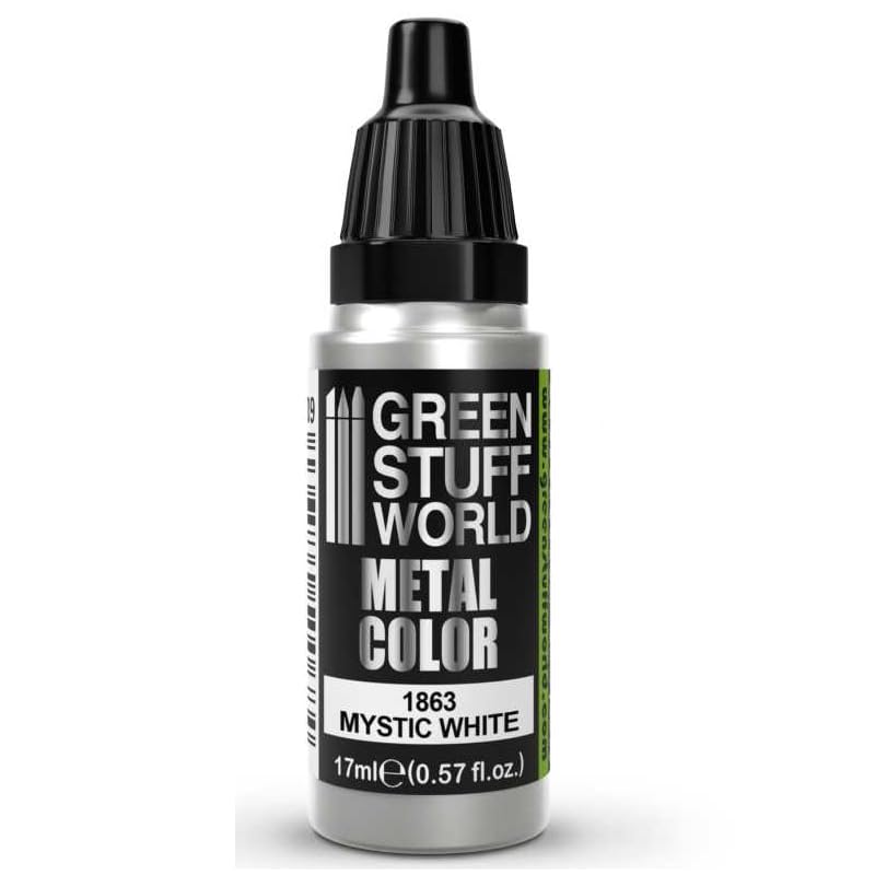 Green Stuff World Metallic Paint Mystic White 1863 - Premium Model Paint for Miniatures & Scale Models - Perfect for Warhammer, D&D, and Tabletop Gaming