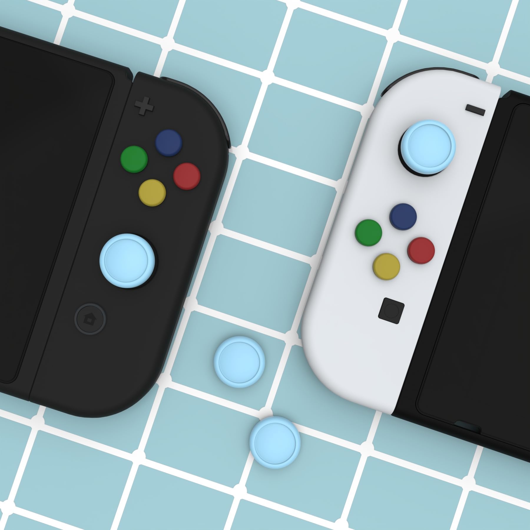 eXtremeRate PlayVital Switch Joystick Caps - Silicone Thumbstick Covers for Nintendo Switch OLED/Switch Lite (Heaven Blue) | Enhanced Grip & Comfort for Gaming | Perfect for Switch Joy-Con Analog Stick Protection