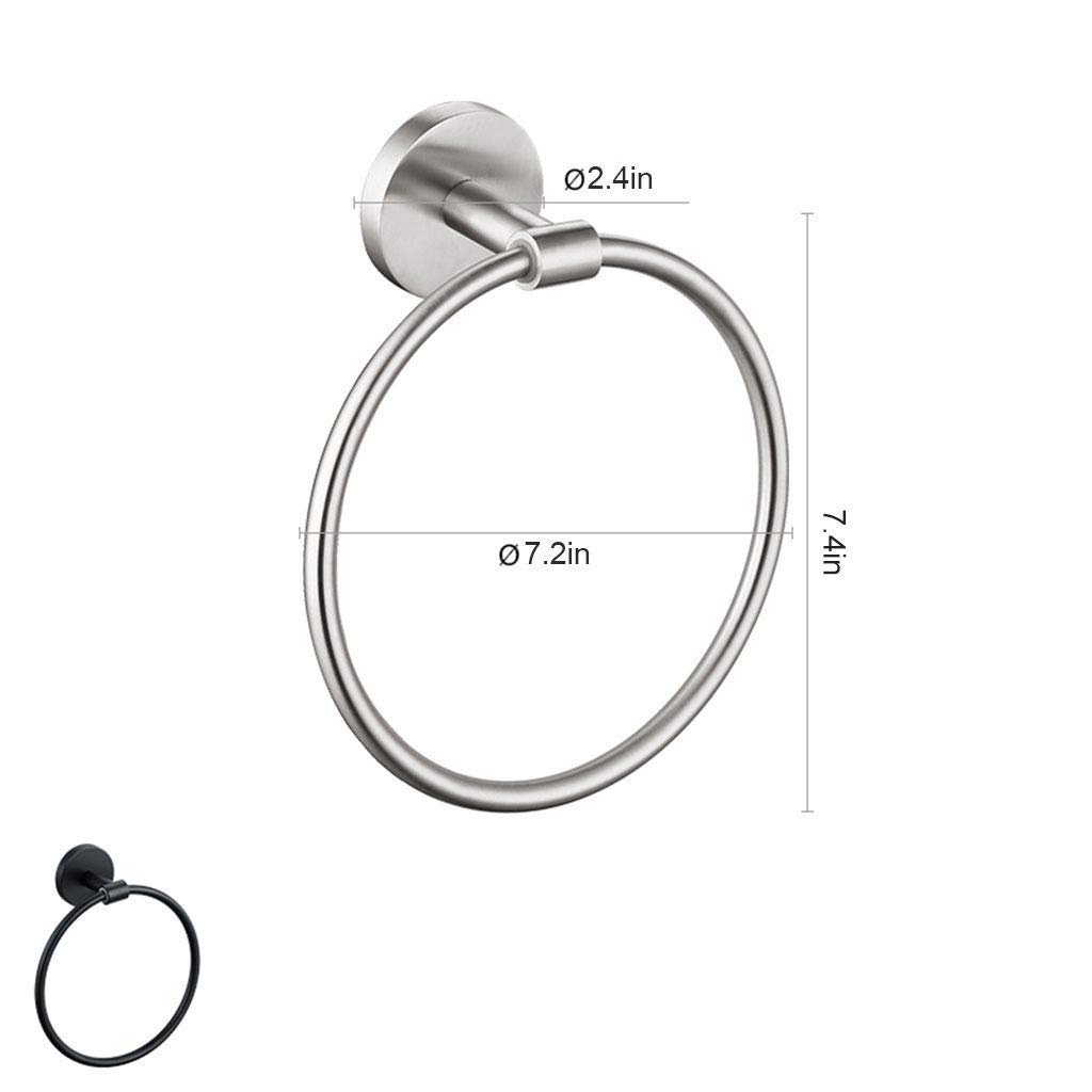 Stainless Steel Hand Towel Ring with Brushed Finish - Modern Bathroom Towel Holder for Kitchen & Bathroom Decor