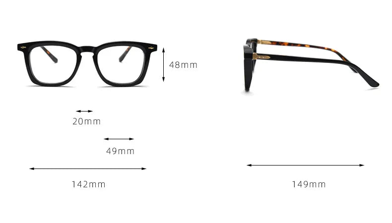 CCspace Unisex Full Rim Big Square Acetate Eyeglasses 57347 - Stylish & Durable Frame for Men & Women - Perfect for Reading, Work, and Everyday Fashion Accessory