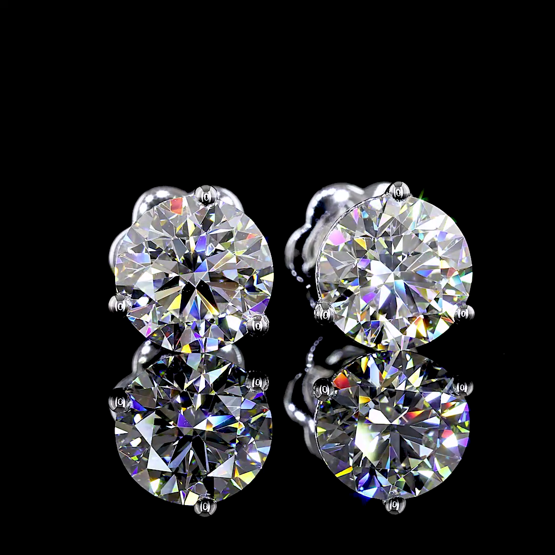 2.52 Carat Lab Grown Round Diamond Earrings - F Color VS2 Clarity in 14K White Gold Martini Setting | Perfect for Weddings, Anniversaries & Special Occasions