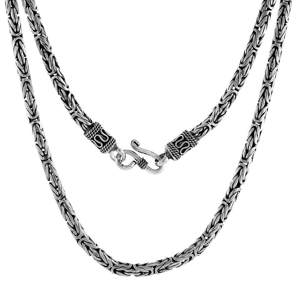 4mm Sterling Silver Round Byzantine Chain Necklace & Bracelet Set - Nickel Free, 4mm Width, 7-30 Inch Adjustable Length - Perfect for Gifts, Weddings, and Everyday Elegant Wear
