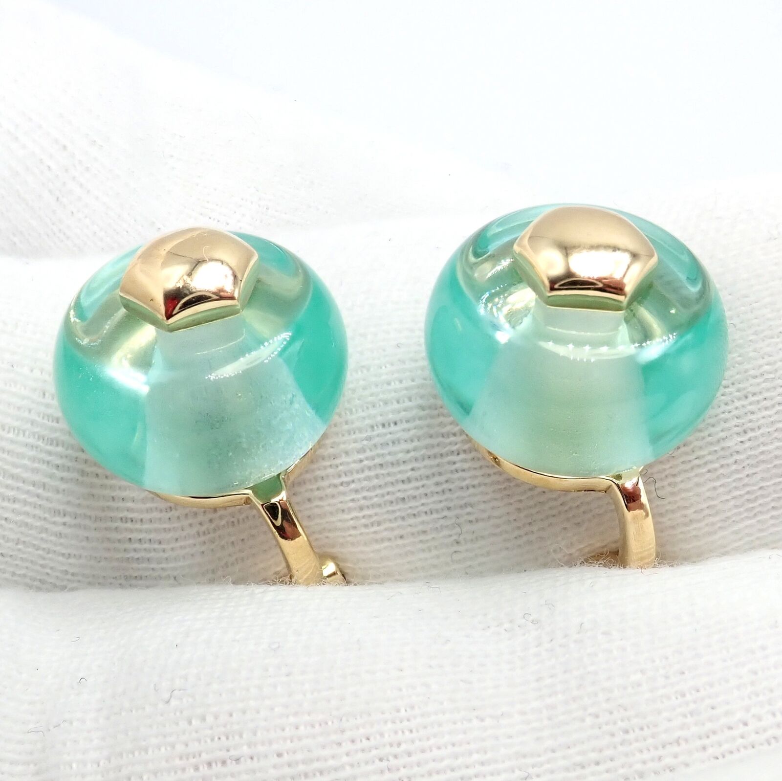 Authentic Vintage Marina B 18k Yellow Gold Pneu Crystal Earrings - Luxury Jewelry for Women, Perfect for Parties, Weddings & Special Occasions