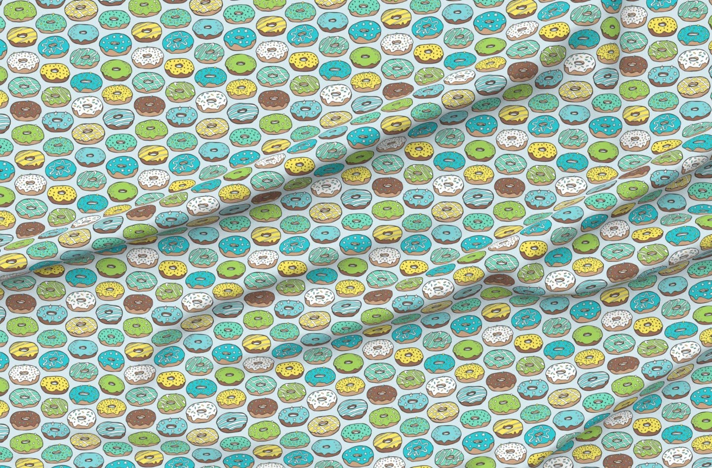 Donut Printed Velvet Fabric by The Yard - Blue Spring Summer Food Sweets Candy Cookies Comic Design for Upholstery, Home Decor & Apparel | Perfect for DIY Projects, Curtains, Throw Pillows & Fashion Sewing